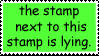 the stamp next to this stamp is lying
